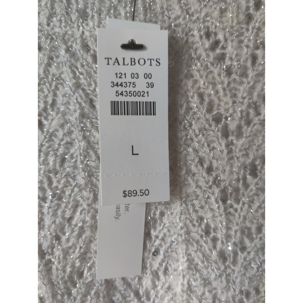 Talbots Women's Sweater Open Knit Metallic‎ Beige Pullover Neutral Size L NWT - Picture 3 of 5